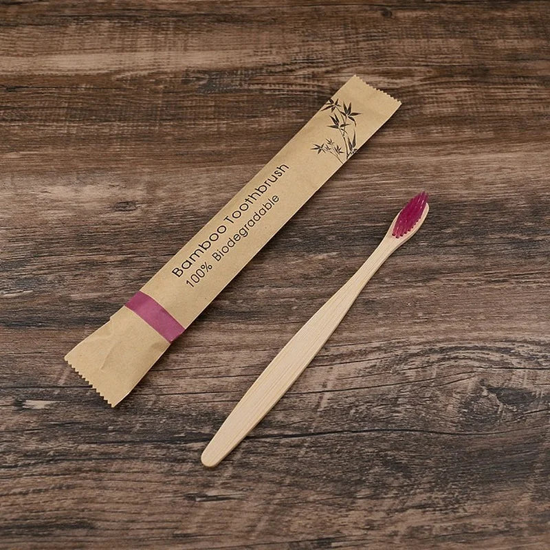 10 pçs Bamboo Toothbrushes Colorful Toothbrush Resuable Portable Adult Wooden Soft Tooth Brush For Home Travel Hotel