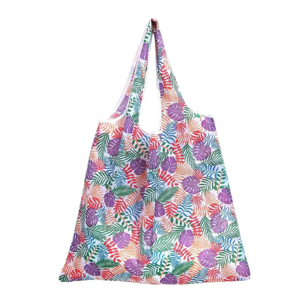 Cute Flower Cartoon Print Tote Bag Eco-friendly Large Capacity Handbag Storage Pouch Foldable Beach Bag Square