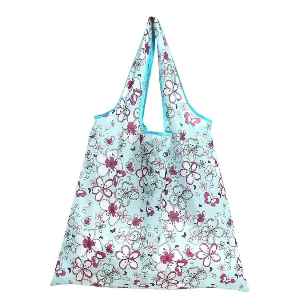 Cute Flower Cartoon Print Tote Bag Eco-friendly Large Capacity Handbag Storage Pouch Foldable Beach Bag Square
