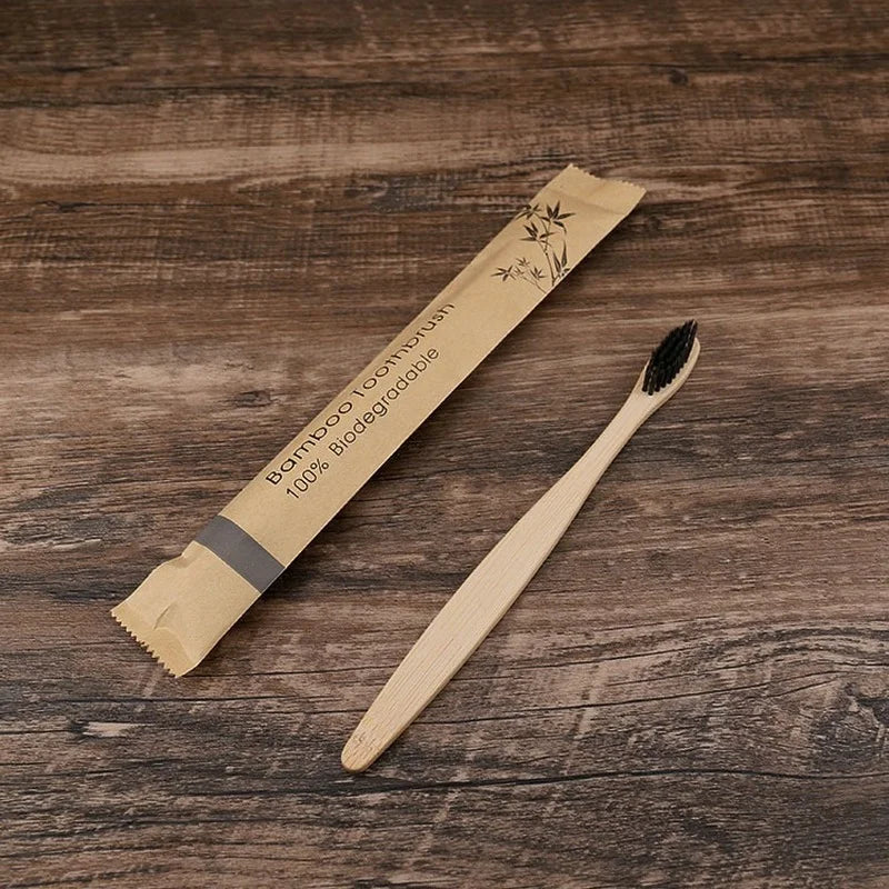 10 pçs Bamboo Toothbrushes Colorful Toothbrush Resuable Portable Adult Wooden Soft Tooth Brush For Home Travel Hotel