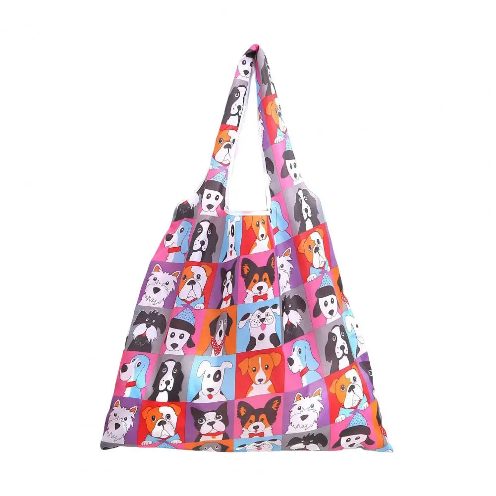 Cute Flower Cartoon Print Tote Bag Eco-friendly Large Capacity Handbag Storage Pouch Foldable Beach Bag Square