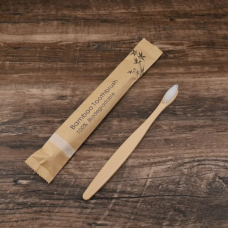 10 pçs Bamboo Toothbrushes Colorful Toothbrush Resuable Portable Adult Wooden Soft Tooth Brush For Home Travel Hotel