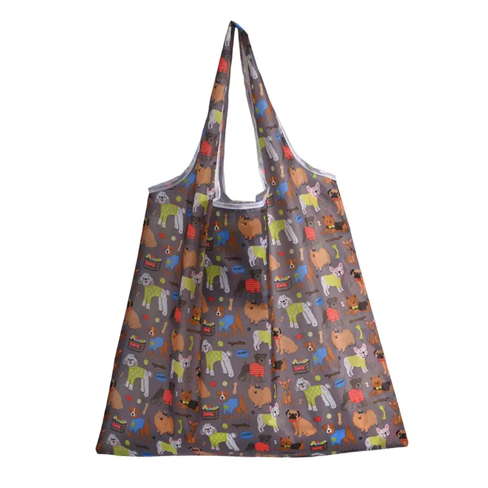 Cute Flower Cartoon Print Tote Bag Eco-friendly Large Capacity Handbag Storage Pouch Foldable Beach Bag Square