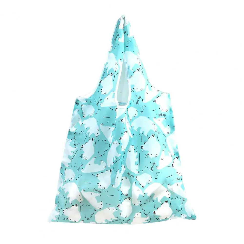 Cute Flower Cartoon Print Tote Bag Eco-friendly Large Capacity Handbag Storage Pouch Foldable Beach Bag Square