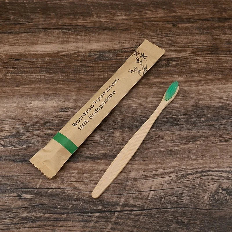 10 pçs Bamboo Toothbrushes Colorful Toothbrush Resuable Portable Adult Wooden Soft Tooth Brush For Home Travel Hotel